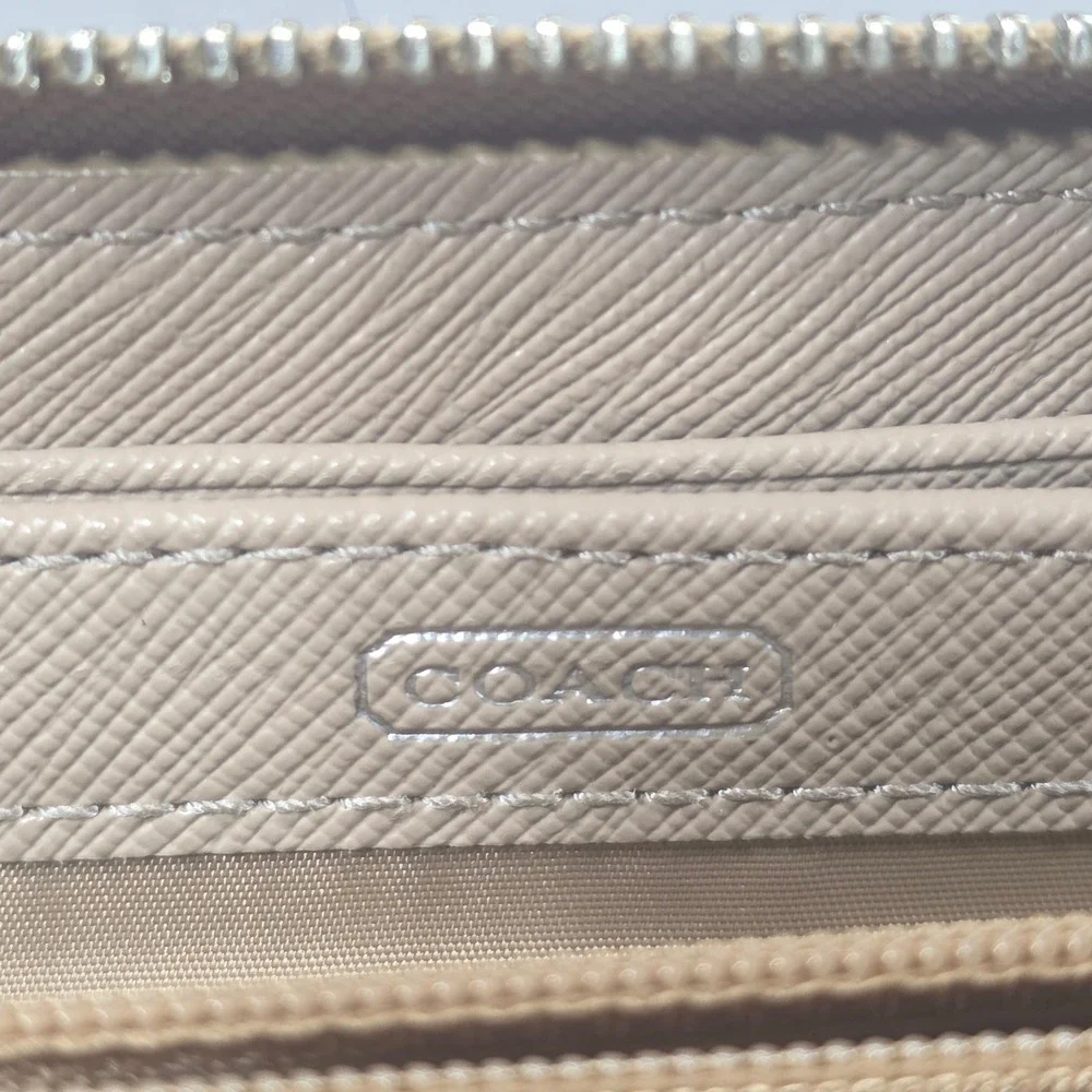 Coach Wallet Womens‎ Tan Excellent Optic Signature Jacquard Bifold Slim Logo